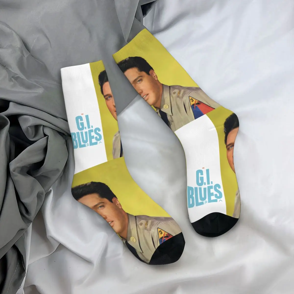 Funny Crazy Sock for Men Music Fun Hip Hop Harajuku E-Elvis Singer Presley Happy Quality Pattern Printed Boys Crew compression