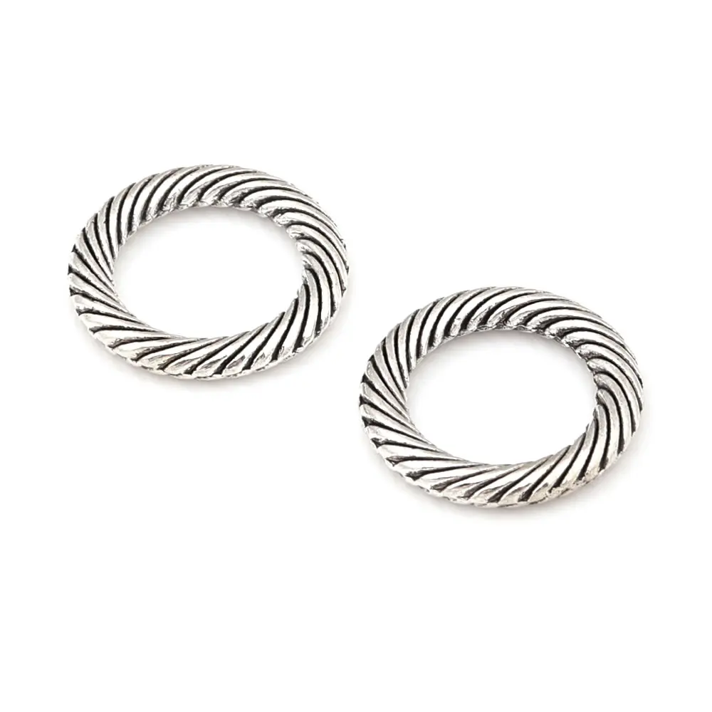 Antique Bronze Antique Silver Zinc Alloy Square Round Closed Circle Twisted Rings Charms Pendants Diy Jewelry Making Accessories