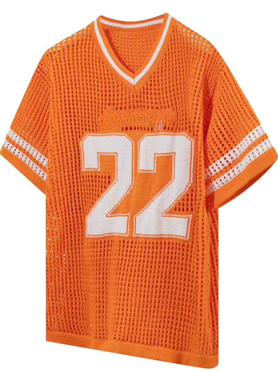 

American Sle Thin V-Ne Stripe Knitted T-irt Hollow out Casual College Faion Streetwear ort Sve Women's Top