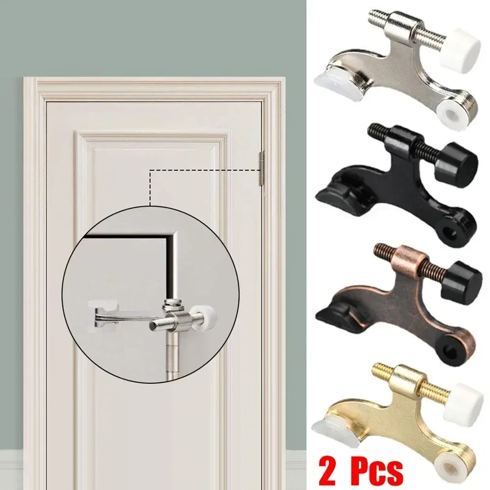 For Hinged Doors Pin Door Stopper With Rubber Bumper Adjustable Heavy Duty Replacement Tips Hardware Practical 2PCS