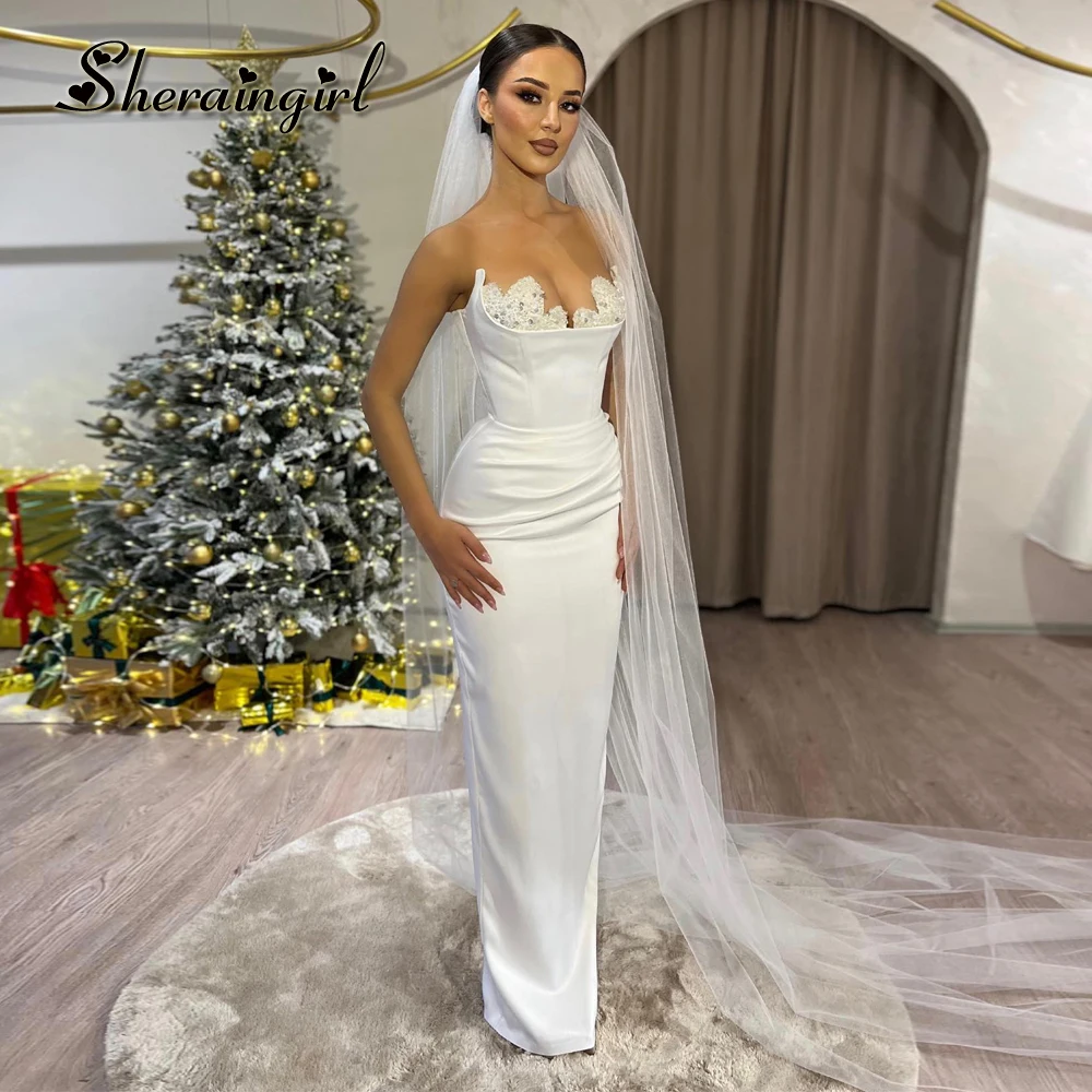 

SHERAIN Elegant Prom Dresses For Women Strapless Sleeveless Rhinestones Sheath Ankle Length Vestidos de Fiesta Drop Shipping