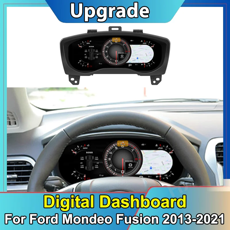 

Car LCD Digital Cluster Virtual Cockpit SpeedMeter Dash Carplay For Ford Mondeo Fusion 2013-2021 Instrument Screen Panel Unit