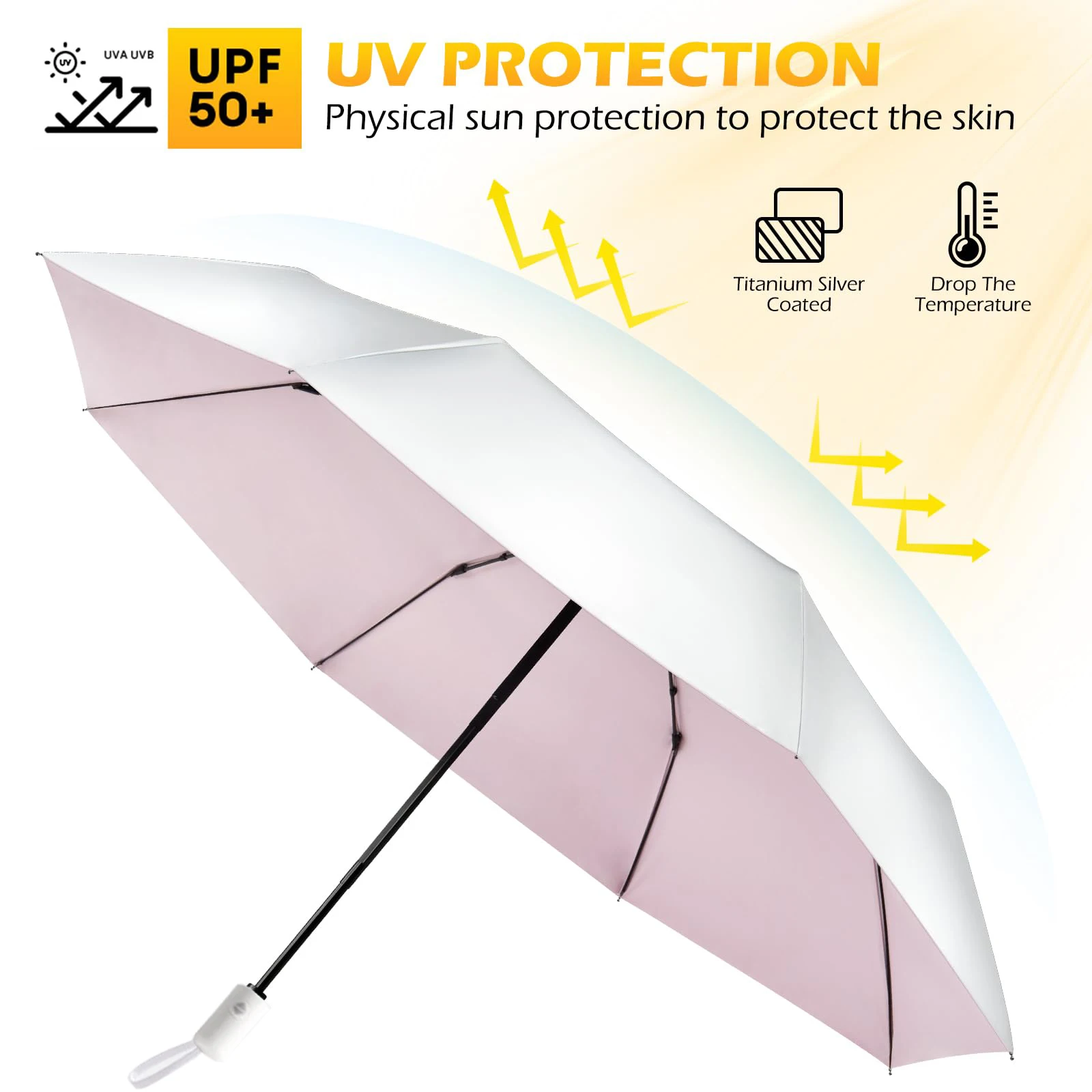 UV Umbrella Titanium UV Protection Sun Automatic Folding Windproof Umbrella Thick Strong Sunshade Umbrella for Rain Women Men