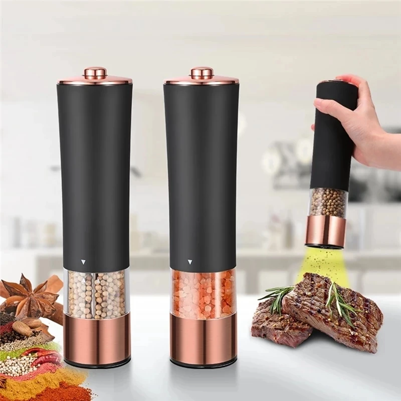 New Automatic Salt and Pepper Grinder Electric Spice Mill Battery Powered Adjustable Coarse Pepper Mill Kitchen Seasoning Too