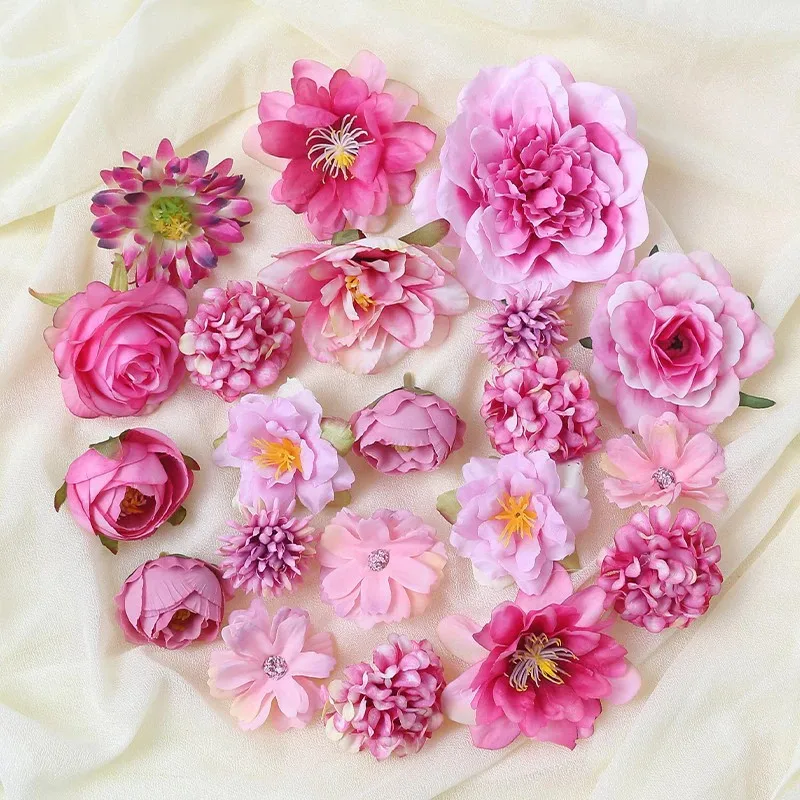 Gemischte künstliche Blumenköpfe, Seidenrose, künstliche Blumen für Heimdekoration, Hochzeit, Hochzeit, Dekoration, DIY-Handwerk, Girlandenzubehör – Detail 9
