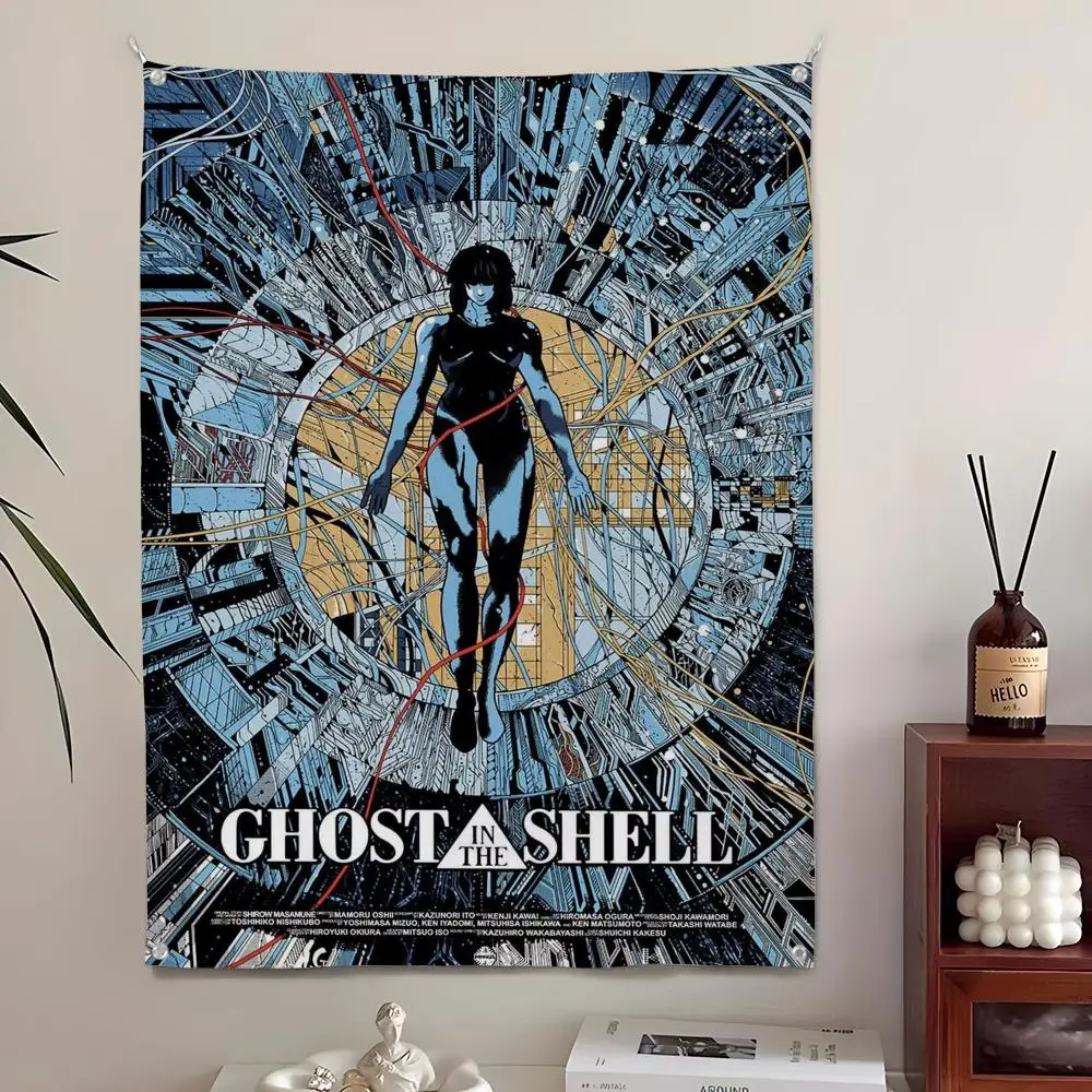 Comic G-Ghost In The Shell Wandteppich, Hintergrundkunst, Dekor für Schlafzimmer, Wohnzimmer, Bar, Garten, Outdoor-Wanddekoration