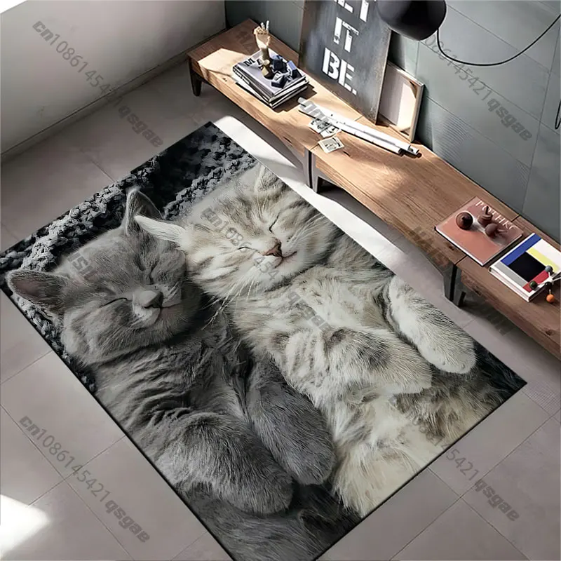 Cats peacefully sleeping together carpet Yoga living room room decor children's crawling mat doormat area rug games mat