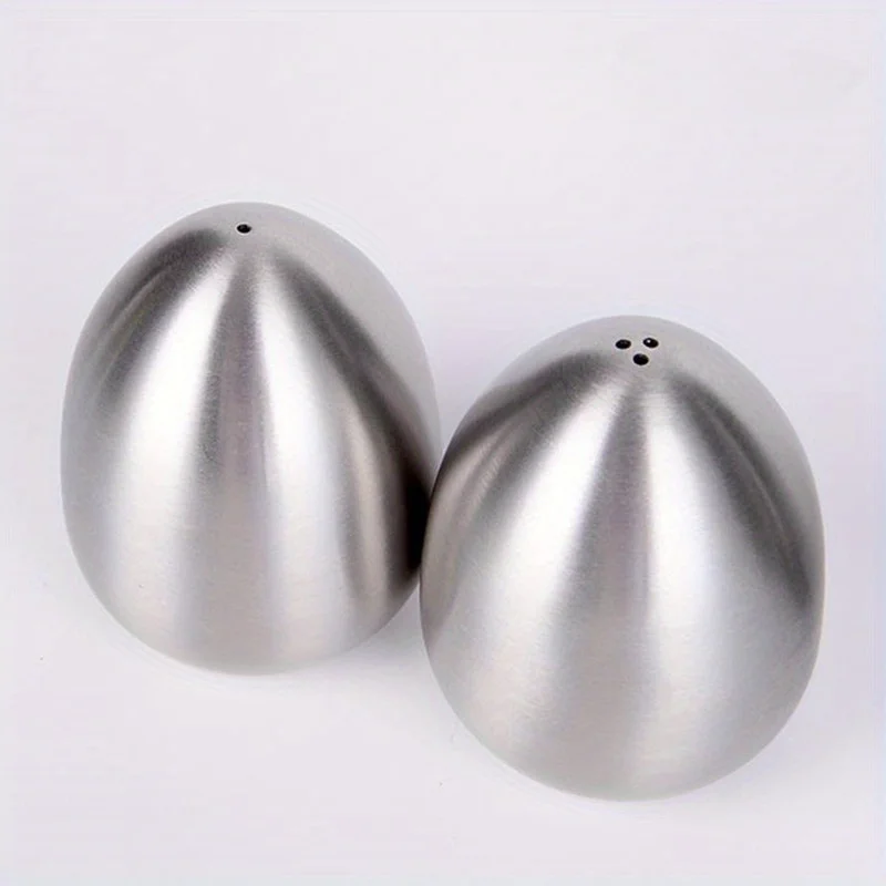 

2pcs/4pcs Stainless Steel Pepper Shaker Egg Shaped Salt Shaker Set Seasoning Organizer Cooking Tools