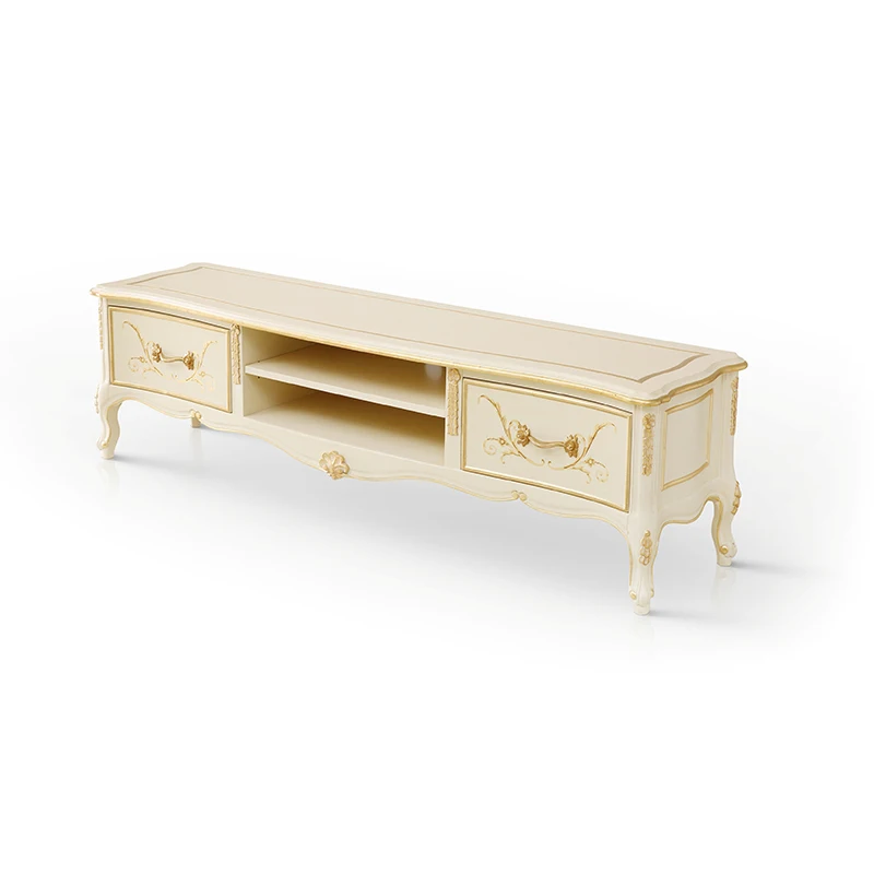 

Classical design European style French gold decoration flower hand-carved living room furniture TV stand