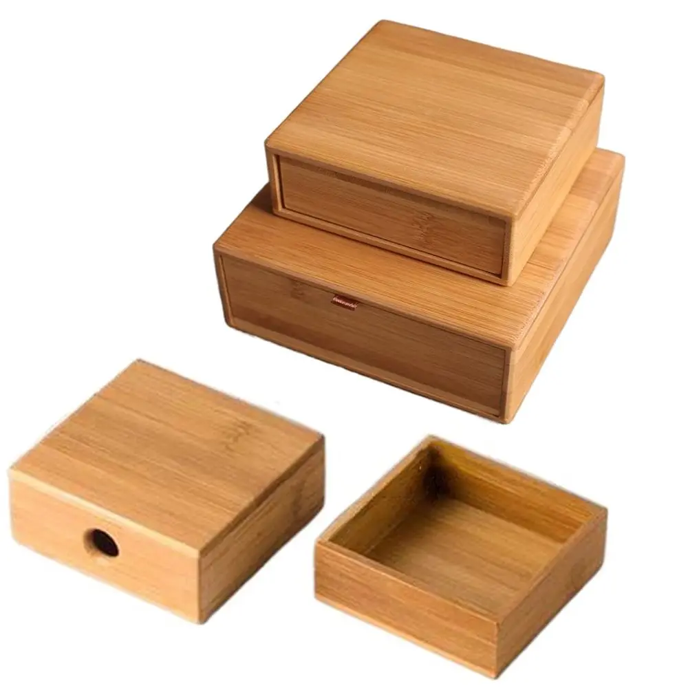 Natural Bamboo Wood Jewelry Box Velvet Soft Interior Single Slot Bracelet Display Drawer Large Capacity Space Saving