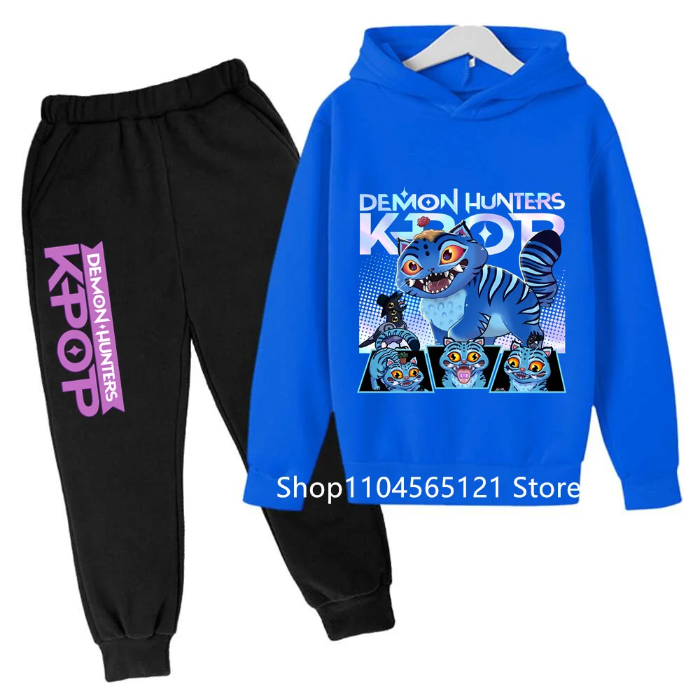 

New kid Fashion Cartoon Kpop Demon Hunters Print 2pcs Hoodie+Pants Sportsuits Casual Outfits ClothesFor 2-13 Years Boys Girls