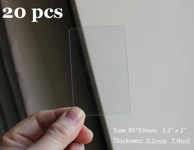 20 Pieces Clear Transparent PVC Acetate Sheet Ultrathin Blank Transparency Business Card
