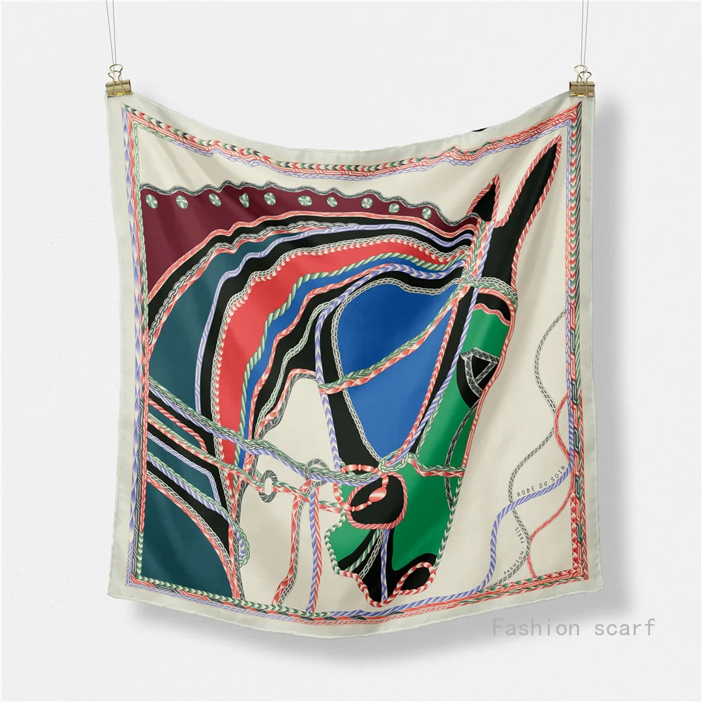 

53 см европейско-американский стиль каретная цепочка женский саржевый декоративный маленький квадратный шарф шелковый шарф роскошный маленький шарф оптом