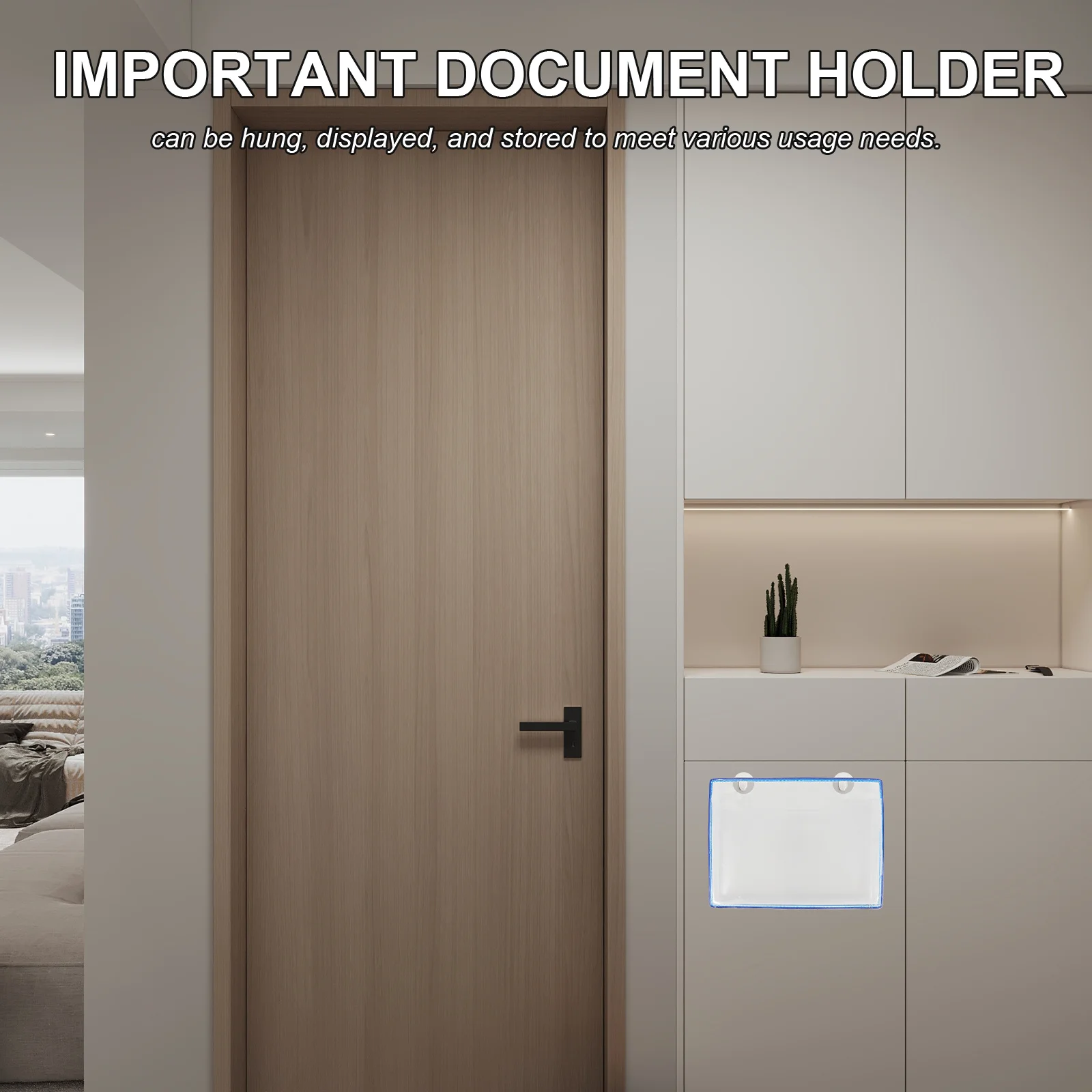 Pouch Mount File Organizer Hanging Folder Plastic Wall File Holder Large Capacity Document Storage Bag Paper Holder For