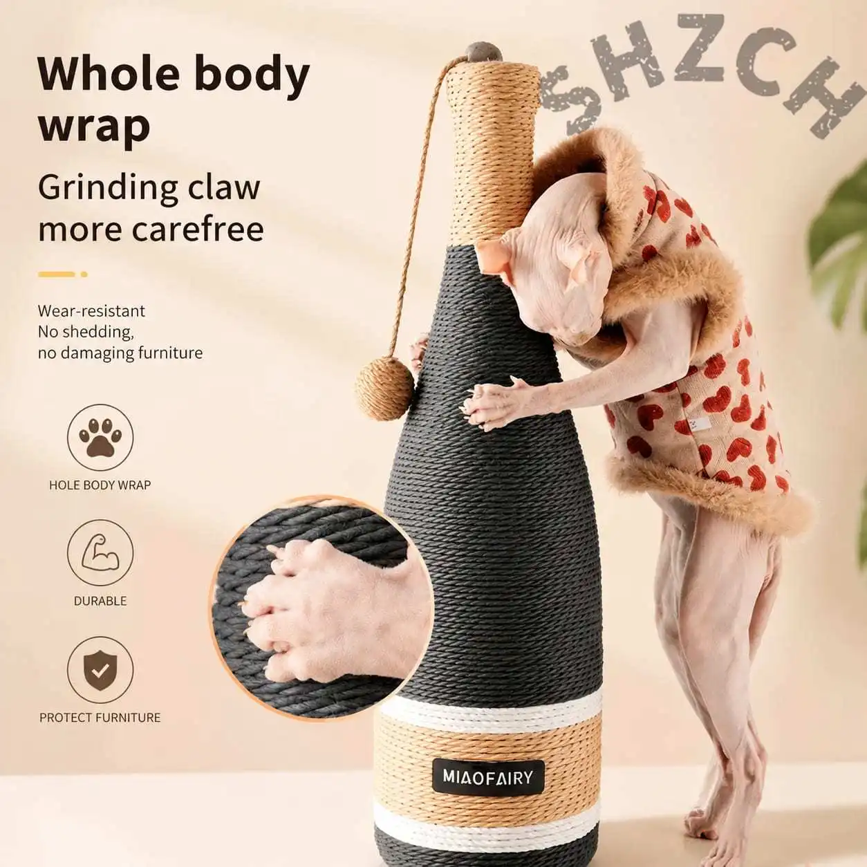Pet Scratching Board Wine Bottle Ape Und Absorption Suction Cup Toy Pet Supplies Arp Claw Inding Tool