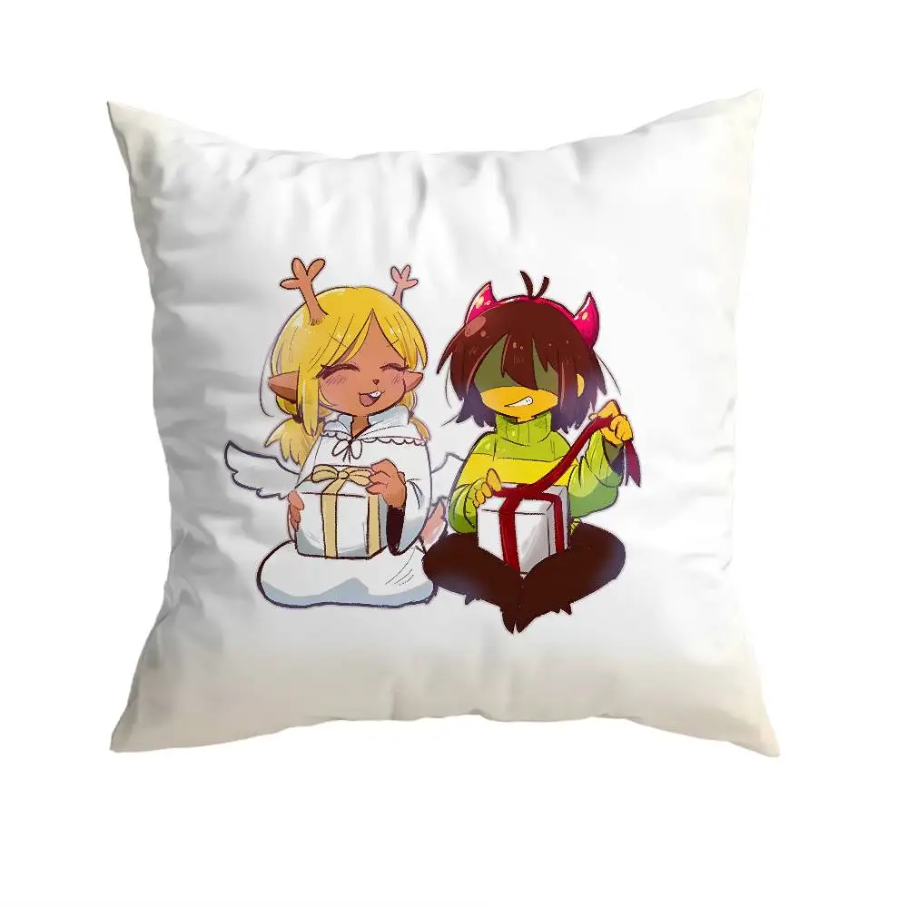 Noelle Kris D-Deltarune Pillow Case Anti-dustmite Pillowcase Invisible zipper silky short plush Sofa cushion cover