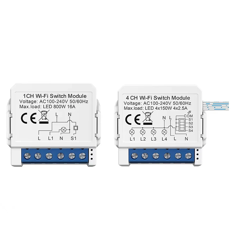 WSM16 Tuya WiFi وحدة تبديل ذكية 1/2/3/4 قناة دعم التحكم المزدوج الاتجاه 100-240 فولت التطبيق الذكي التحكم عن بعد الموقت الجدول الزمني