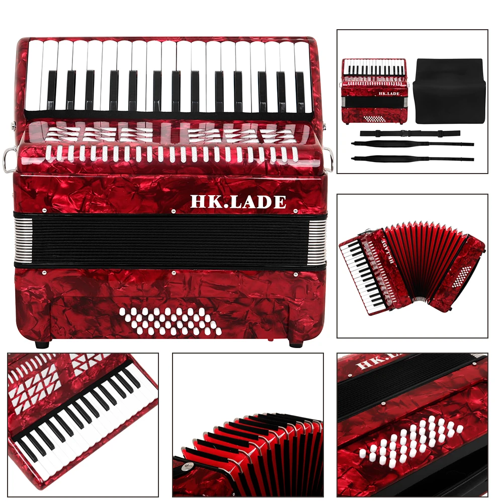 HK.LADE AH-80 Accordion 32 Keys 32 Bass Accordion with Bag Strap Professional Keyboard Instrument for Grading Performance