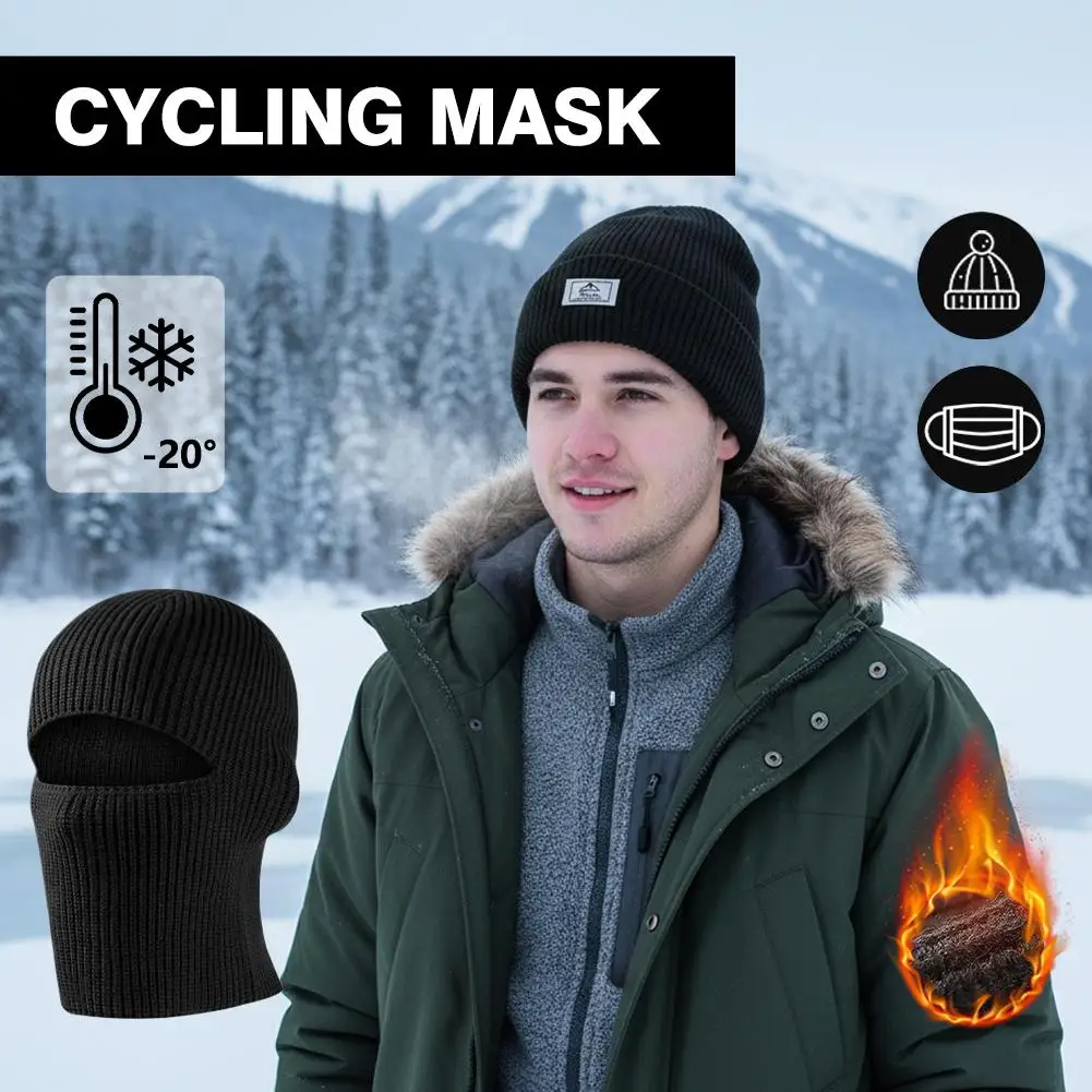 

Шапки-шапки с маской, теплые вязаные шапки-балаклавы, ветрозащитные однотонные лыжные шапки с полным лицом, тактические велосипедные наушники, кепка