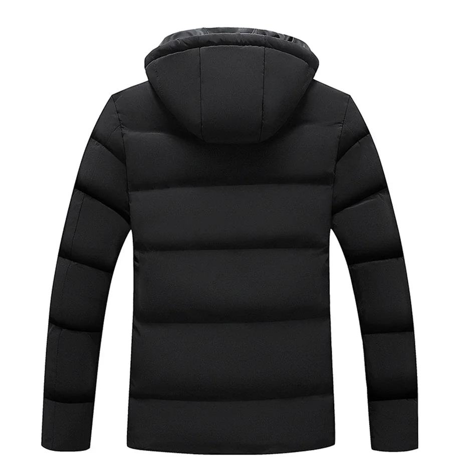 Solid Color Padded Jacket Men Parkas Winter Thick Jacket Coat Fashion Casual Solid Color Parkas Male Hooded Jackets Outerwear