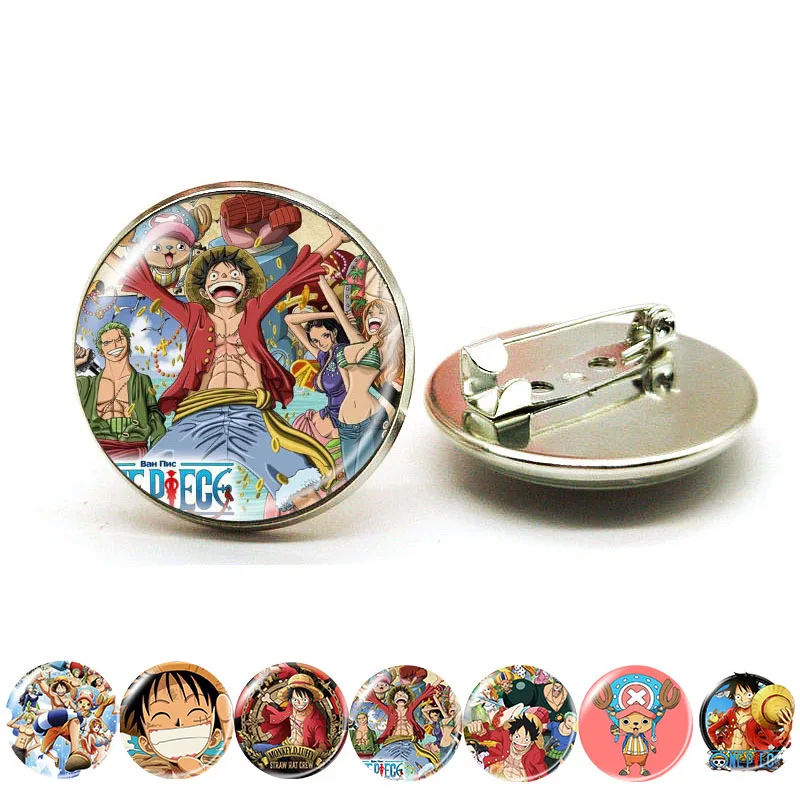 One Piece Cartoon Brooch Anime Action Figure Luffy Zoro Jewelry Crystal Badge Backpack Enamel Pins Toy Accessories Children Gift