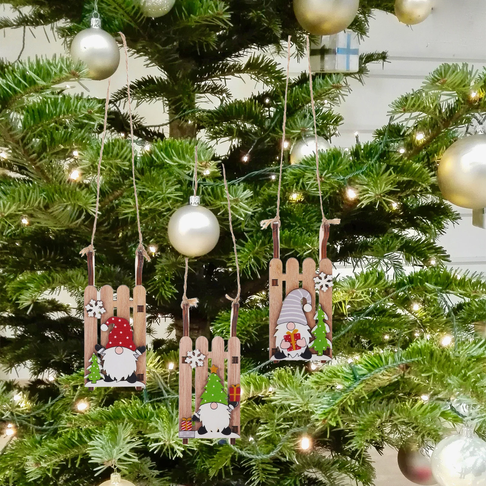 

3Pcs Rustic Wooden Sleigh Christmas Tree Hanging Ornaments Xmas Desktop Decorations Party Home Office Decor Office Decors