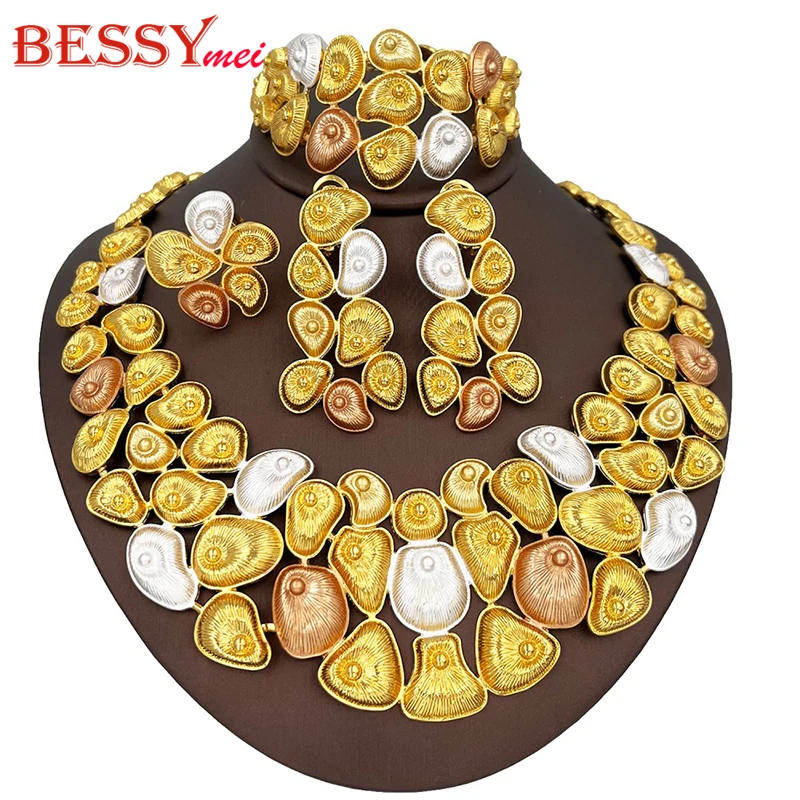 

Luxury 18K Gold Plated Big Jewelry Large Necklace Chunky Bracelet Long Drop Earrings Ring For Dubai Nigeria Jewellery Gift 2025