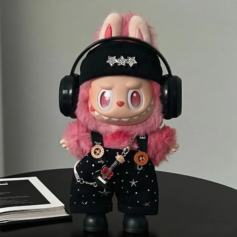 

Only Clothes for Labubu Trend Headphones Star Cap Backstrap Pants Set for Labubu Clothes Outfits Accessories Without Dolls