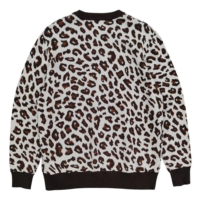 WACKO MARIA High Street Classic Leopard V-neck Knitted Cardigan 1:1 Autumn & Winter Brand Men's Women's Vintage Sweater