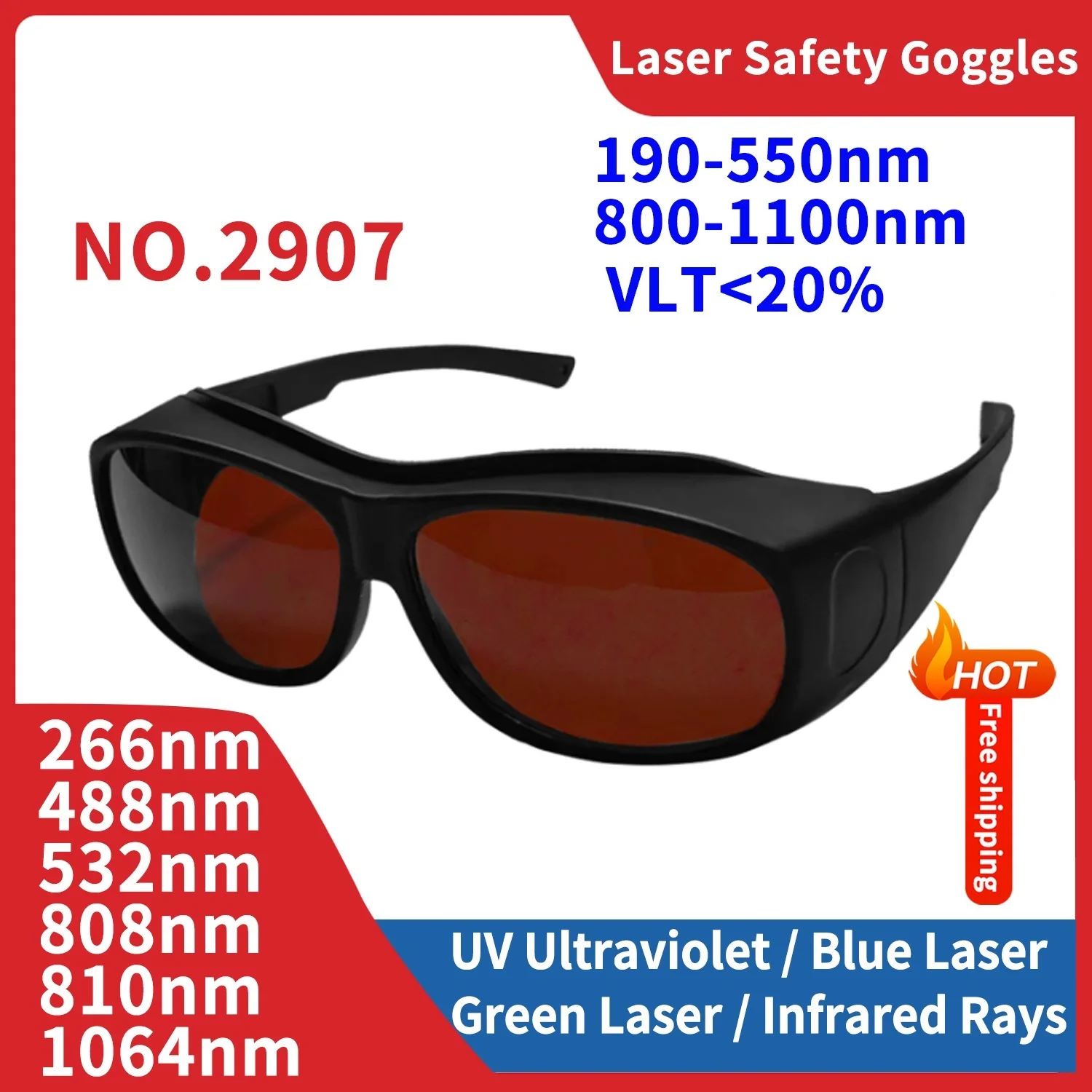 Safety Protective Laser Goggles Eye Protection Laser Glasses Ipl Hair Removal Radiation UV IPI IR FPV Lazer Welding CO2 Infrared