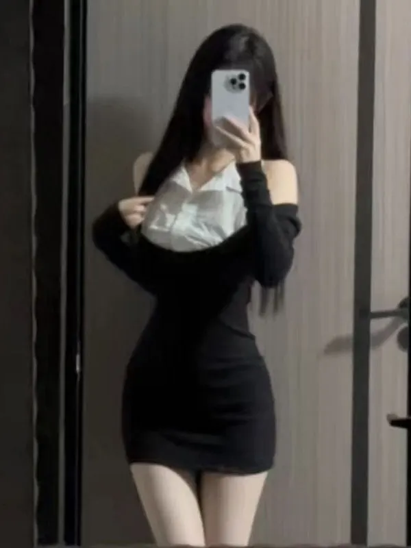 

Sexy ort Skirt Dr Bodycon Design Trendy Unique Sle Winter Faion Cotton Long Sve Women's Dr for Various Oc...