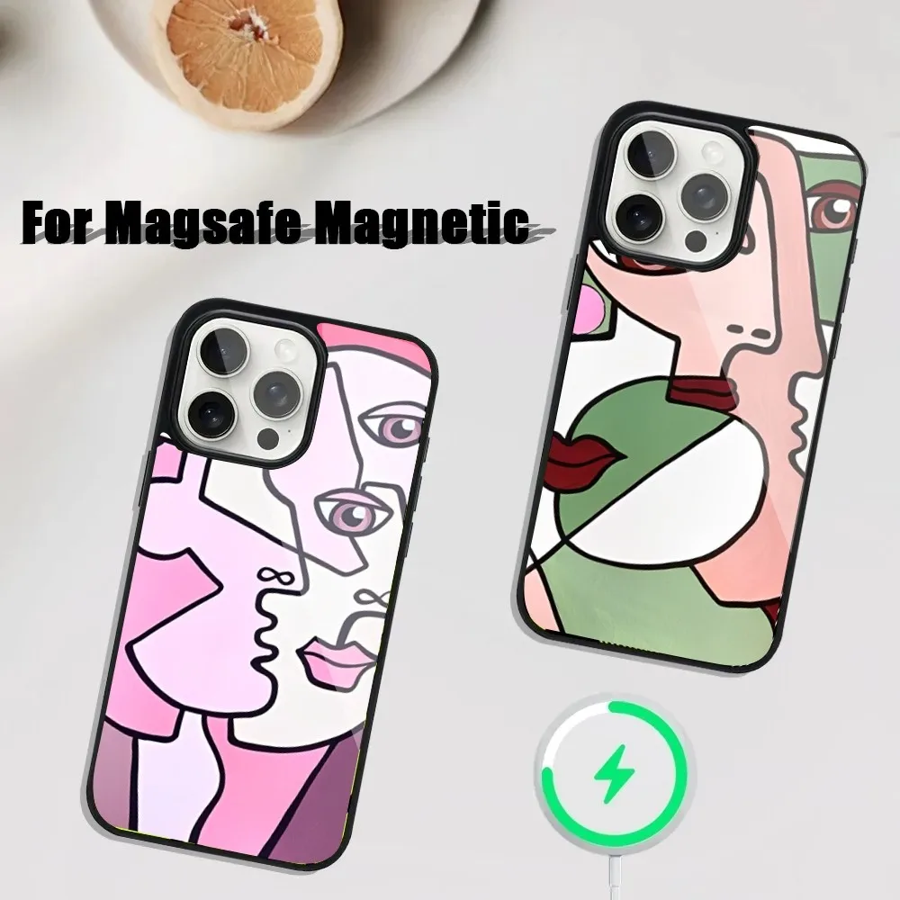 Picasso Abstract Art Painting Phone Case For iPhone 16,15,14,13,12,11,Plus,Pro,Max Mini Magsafe Magnetic Wireless Charging