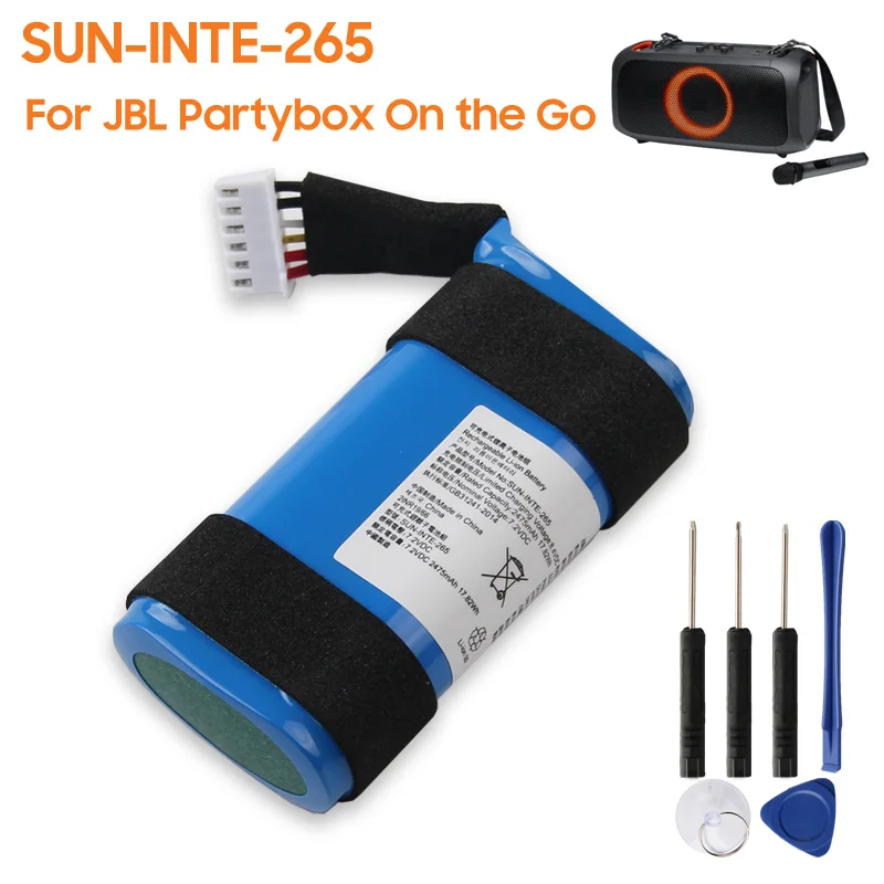 

New Replacement Battery SUN-INTE-265 For JBL Partybox On the Go Powerful Rechargeable Batteries 2475mAh High Capacity