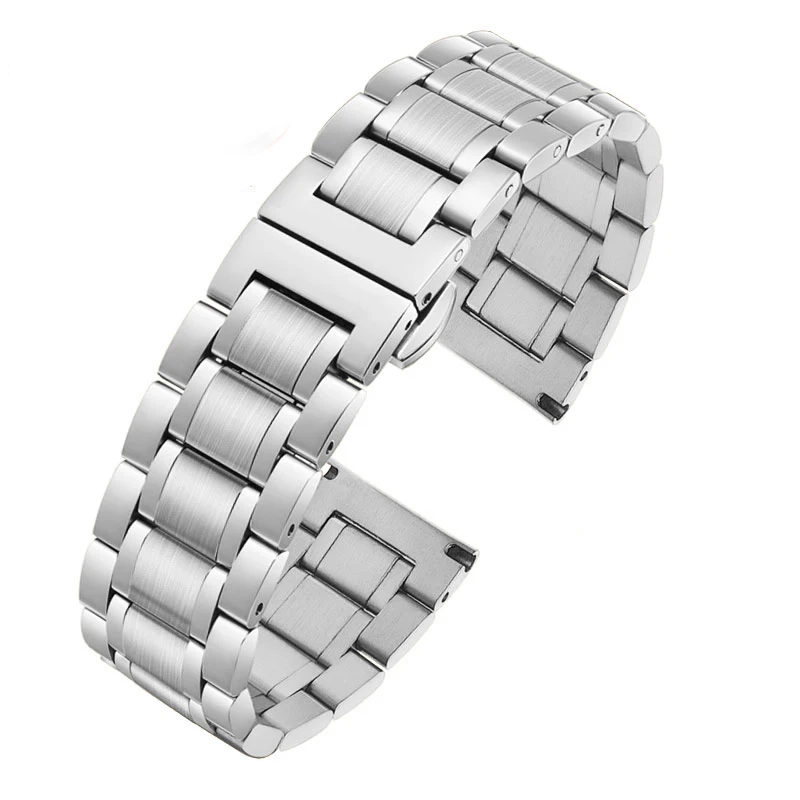 Stainless Steel Watch Band For Cartier Tank London Solo WSTA0029 WSTA0041W5200013 Solid Steel Bracelet Silver Black Gold 16 17mm