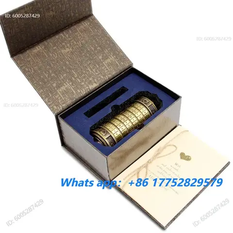Retro Da Vinci Cryptex Password Lock Puzzle Gift Box Cylinder With Hidden Compartment For Couple Ring Valentine Birthday
