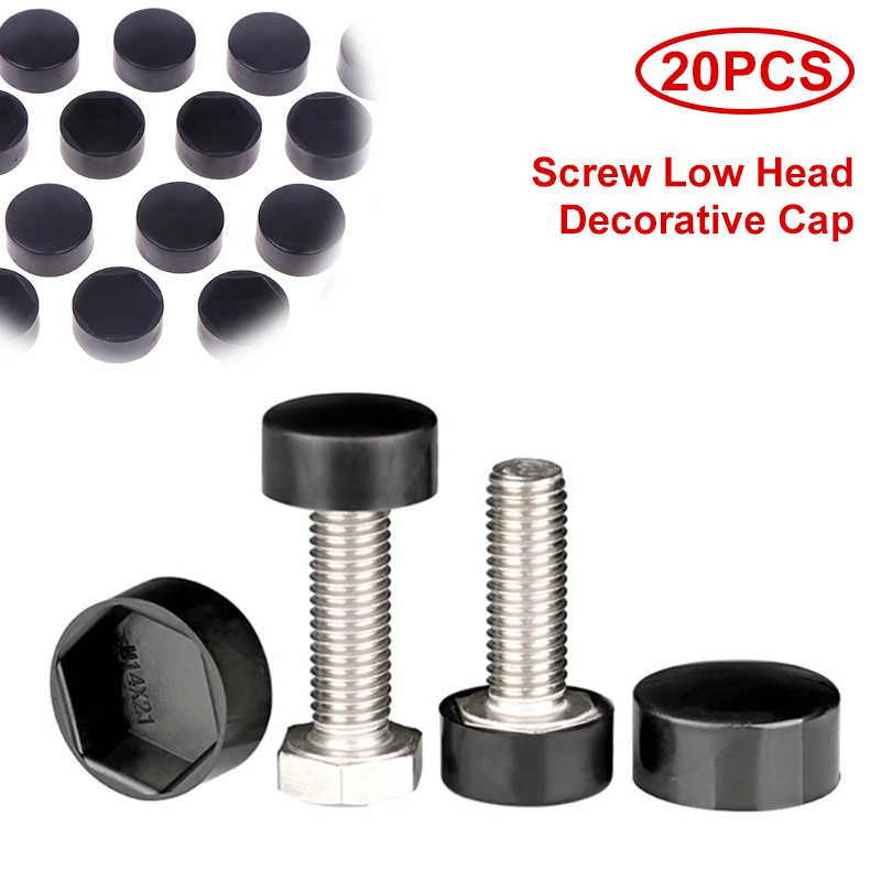 20Pcs Hexagonal Nut Flat Head Plastic Protective Cap External Hexagonal Screw Low Head Decorative Cap Dust-Proof Cover