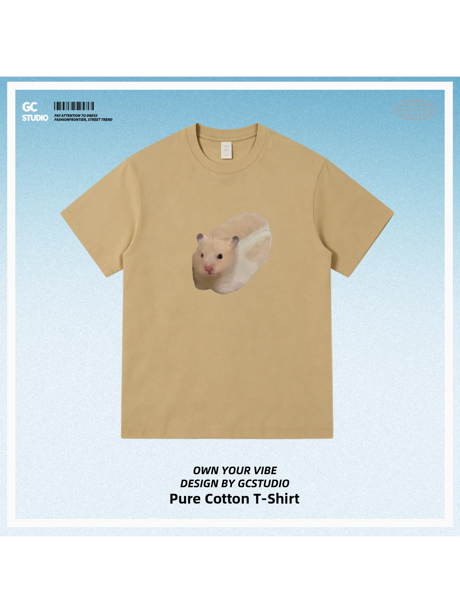 Cute Pet Hamster T-Shirt Short Sleeve Pure Cotton Office Work Commute Creative Printed Breathable Unisex Youth Popular Style