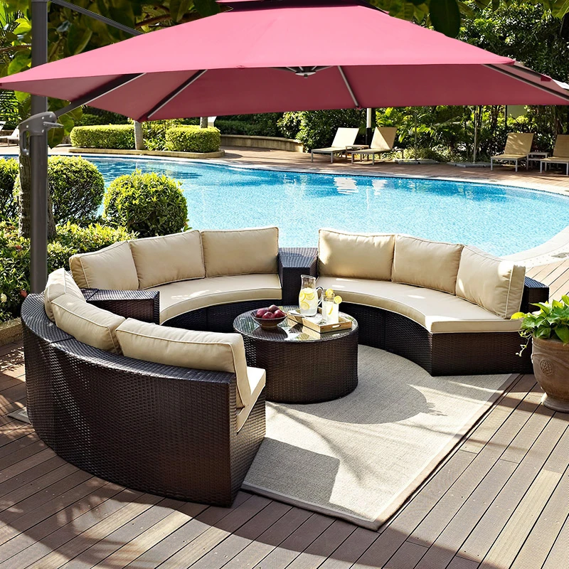 Garden Set Outdoor Furniture Large Couch Round Rattan Outdoor Sofa Furniture