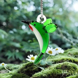 Mini Glass Hummingbird Figurine Pendant Ornament Cute Bird Charm for Diy Jewelry Making Accessories or Home Outdoor Garden Decor
