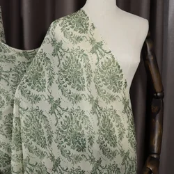 Hot Sale Large Green Floral Printing Design Elegant Style Chinese Supplier Soft Feeling Silk Chiffon Fabric for Lady Dress