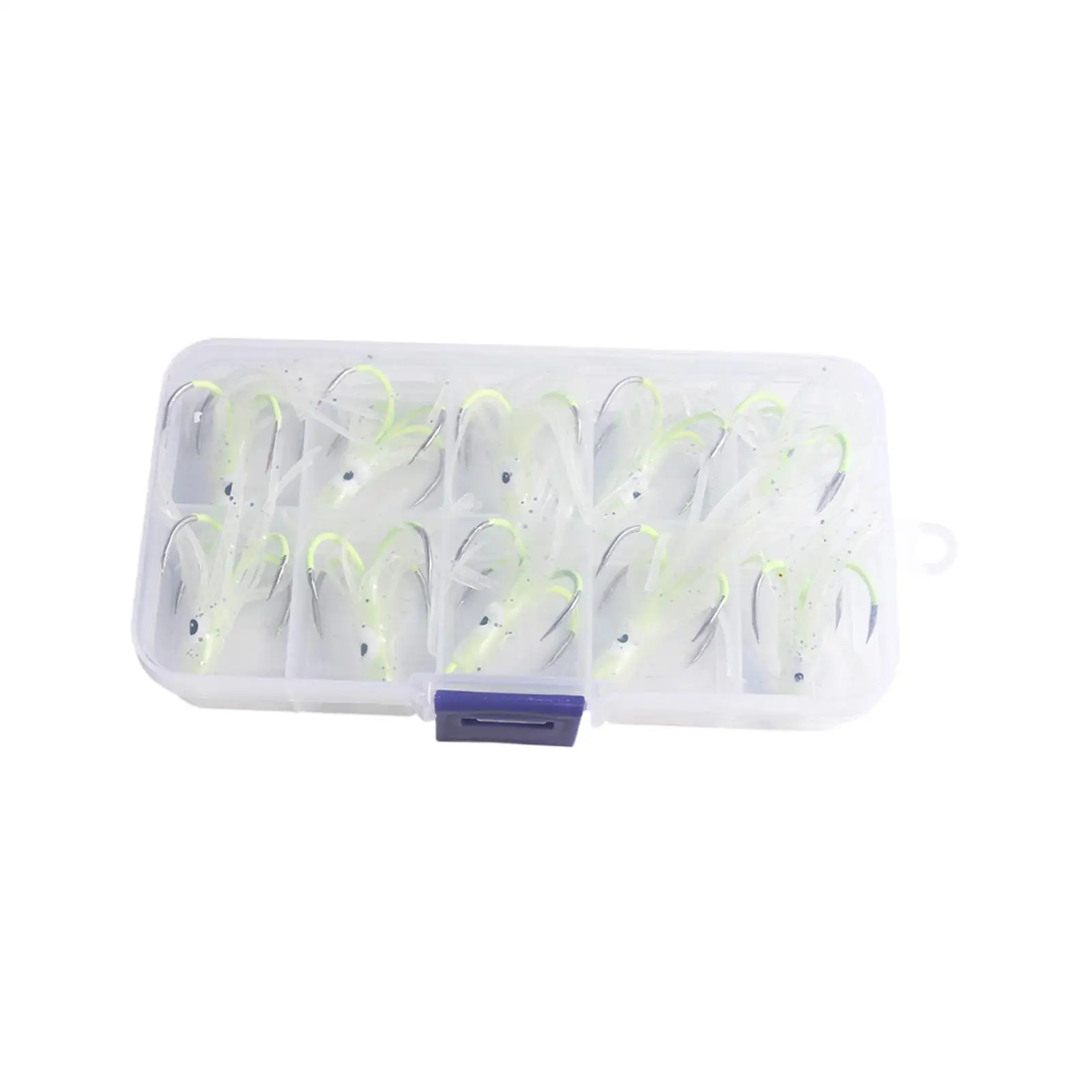 

10Pcs Lures, Squid Skirt Lures, Glow in Dark Saltwater Baits Fishing Hooks Soft Jigs Trolling Fishing Lures for Marlin, Tuna