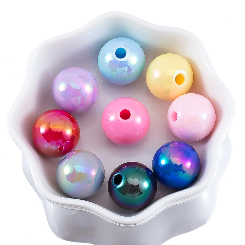 

30Pcs Round AB Color Beads For Jewelry Making DIY Beautiful Plating Plastic Pearl Beads Loose Spacer Bracelet Necklaces DIY ABS