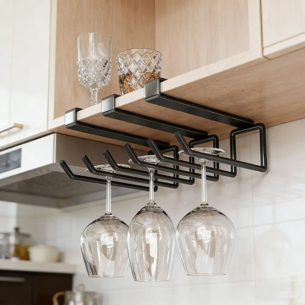 

Настенный держатель для винных бокалов под столешницу, без сверления, экономия места, для барной стойки