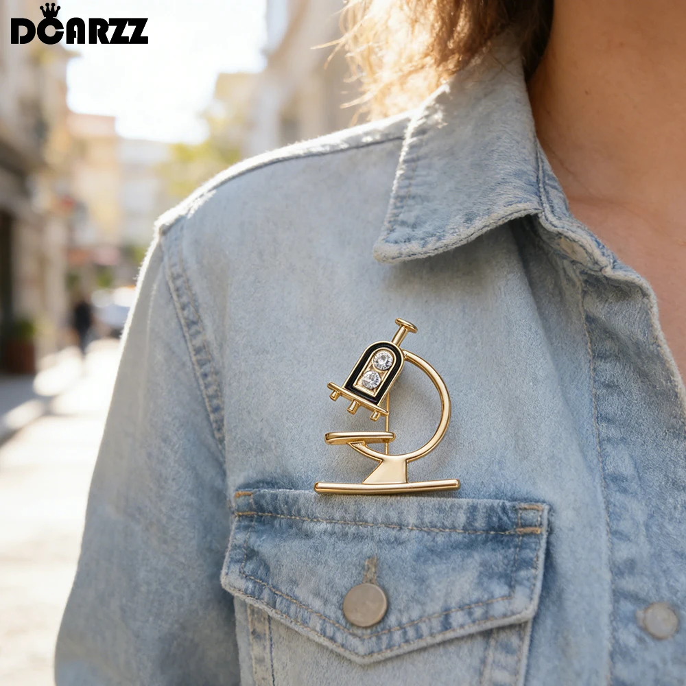 DCARZZ Classic Microscope Pin Medical Lab Science Jewelry Brooch Chemistry Teacher Lapel Badge for Doctor Nurse