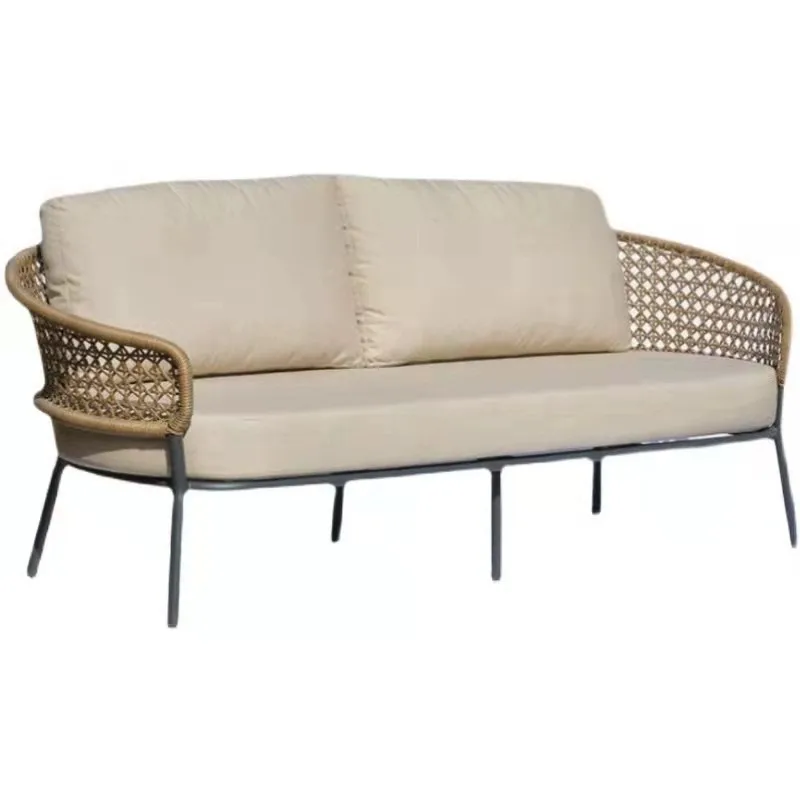 

Nordic outdoor sofa, casual aluminum alloy rattan rope weaving, outdoor garden balcony rattan chair