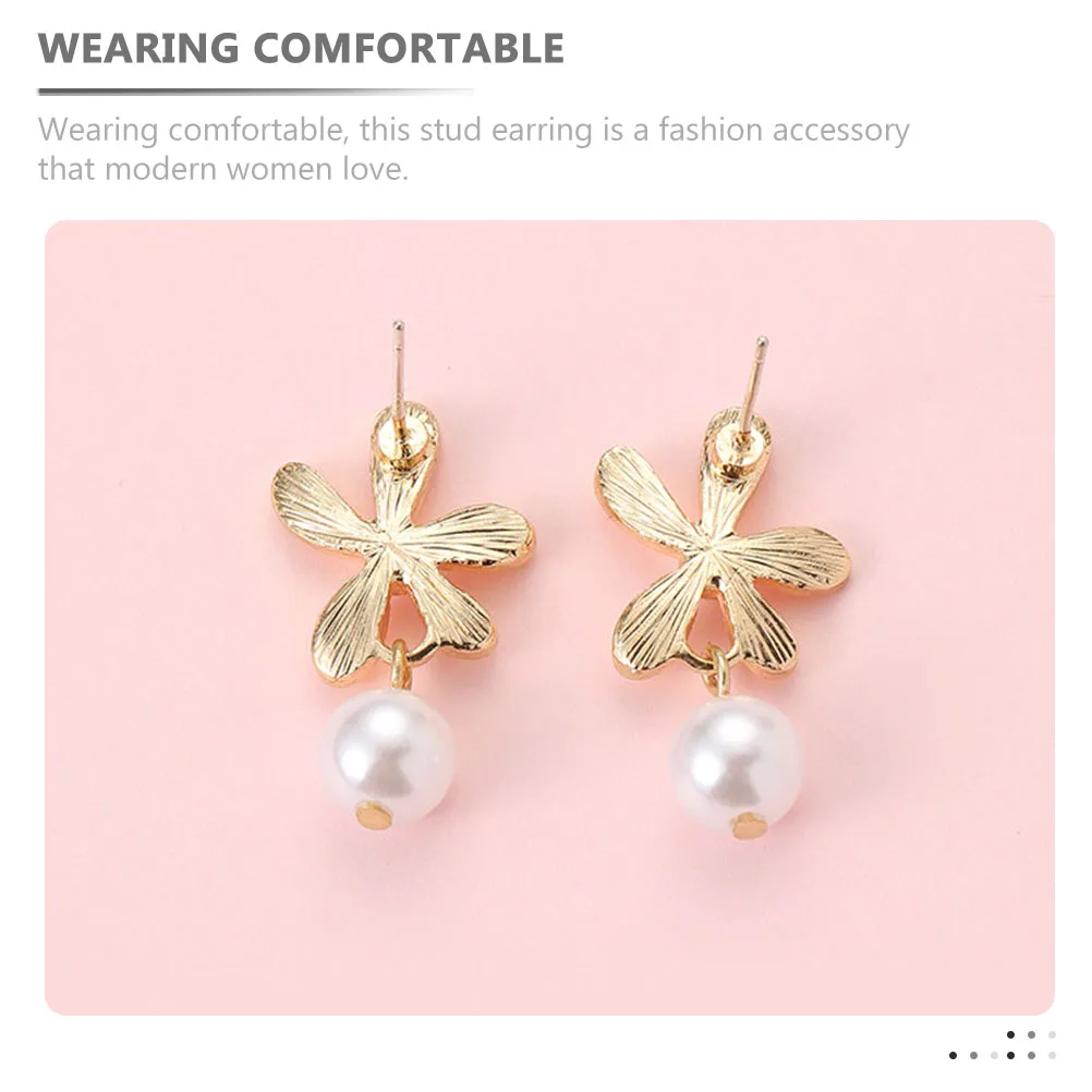 

Dainty Three-dimensional Daisy Earrings Pearl for Women Studs Bead Flower Vintage Floral