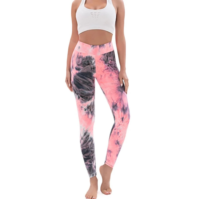 High-Rise Sexy Yoga Pants 2022 Women Body Building Sports Leggings Female Ankle-length Fashion Tie Dye Printed Fitness Pants