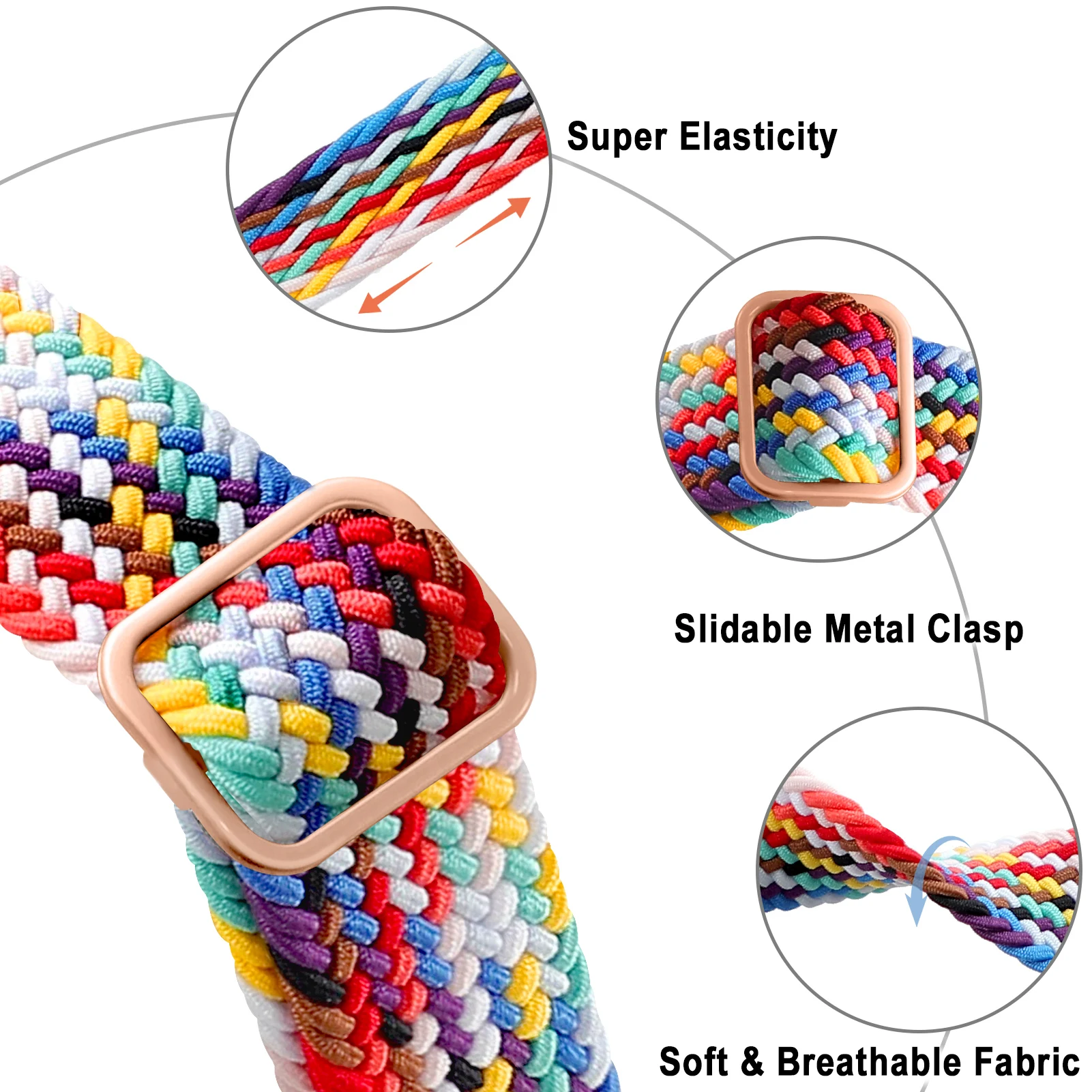 Braided strap For Apple watch band 45mm 44mm 40mm 41mm 49mm Solo Loop Nylon Adjustable bracelet iWatch series 4 5 se 6 7 8 ultra