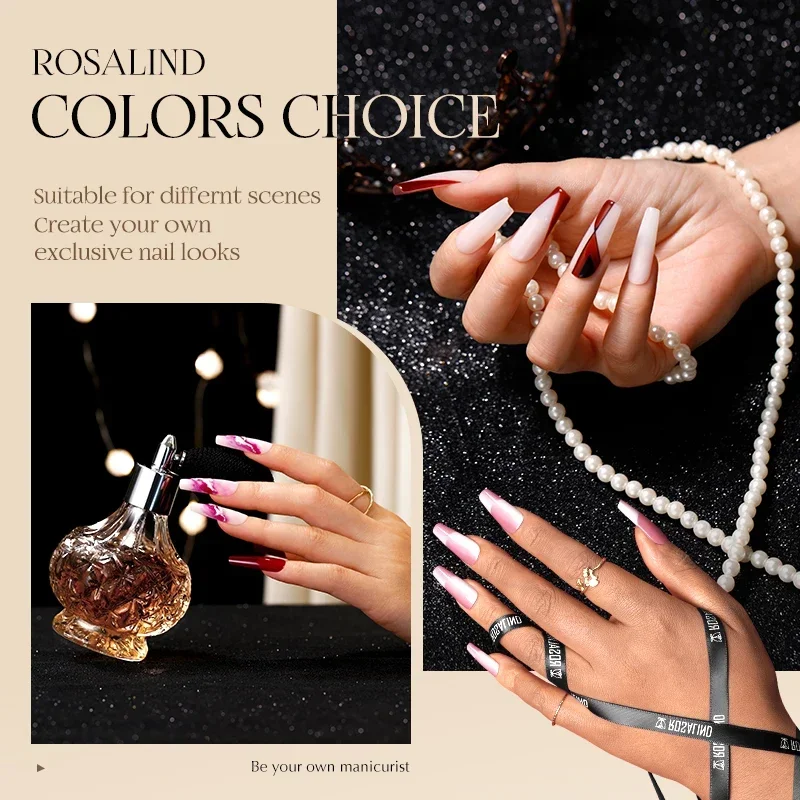 ROSALIND ยาทาเล็บมินิ 5ml/7ml ยาทาเล็บขวดพลาสติกยาทาเล็บสีทึบยาทาเล็บกึ่งถาวรเล็บ UV.