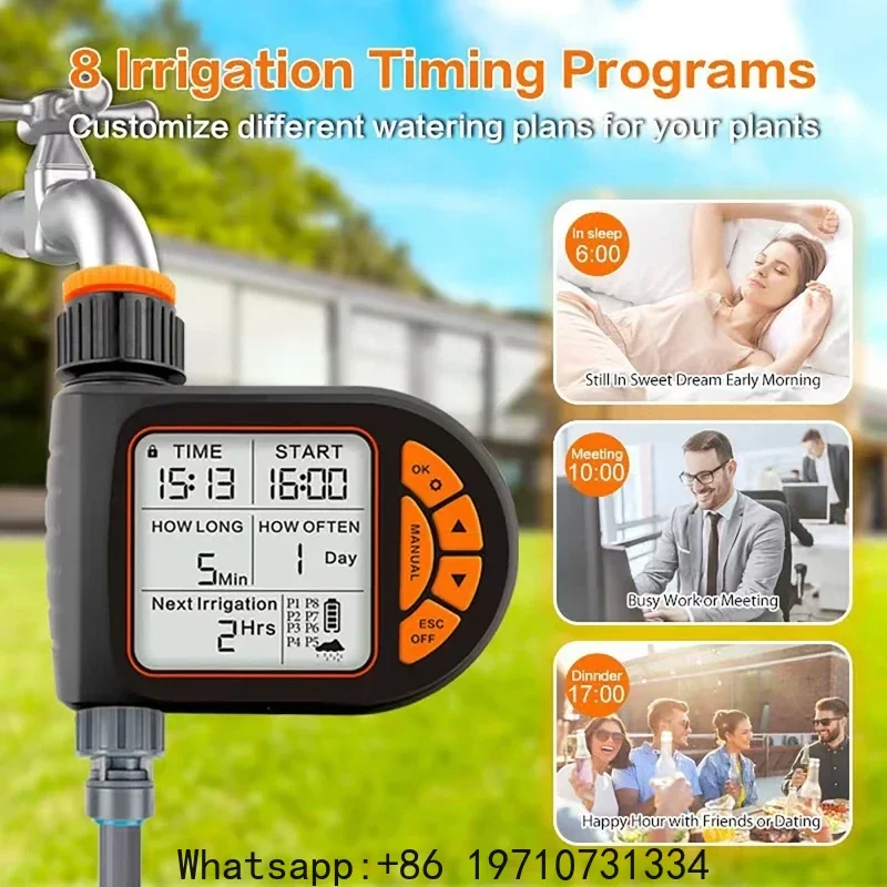 Intelligent Garden Drip Irrigation Timer Large Screen LCD Automatic Watering Controller Gardens Balcony Farms Outdoor Irrigation